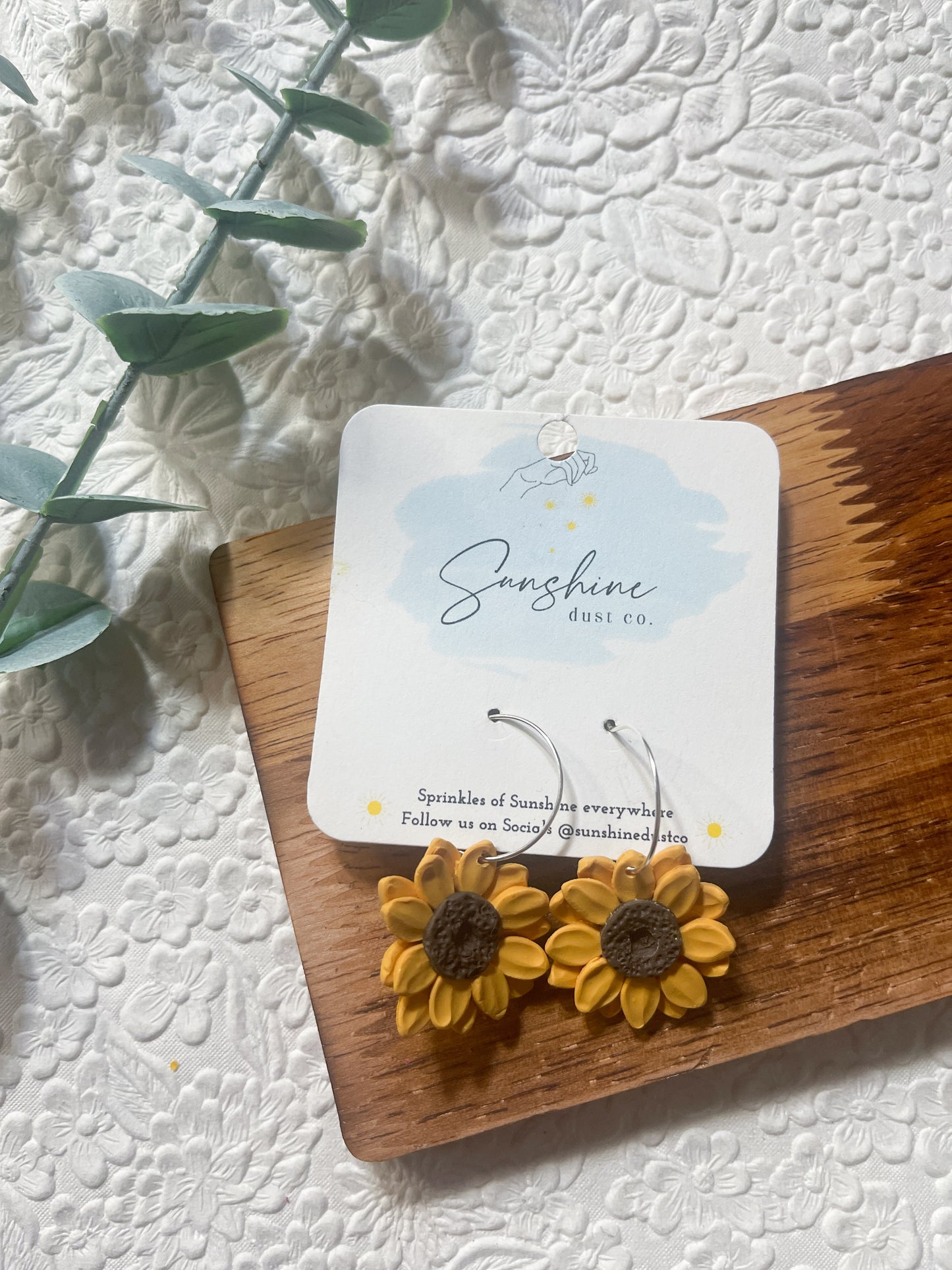 Sunflower Hoops | Polymer Clay Earrings