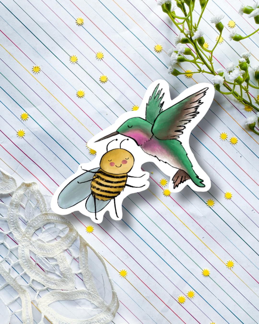 Bee & Humming Bird | Sticker
