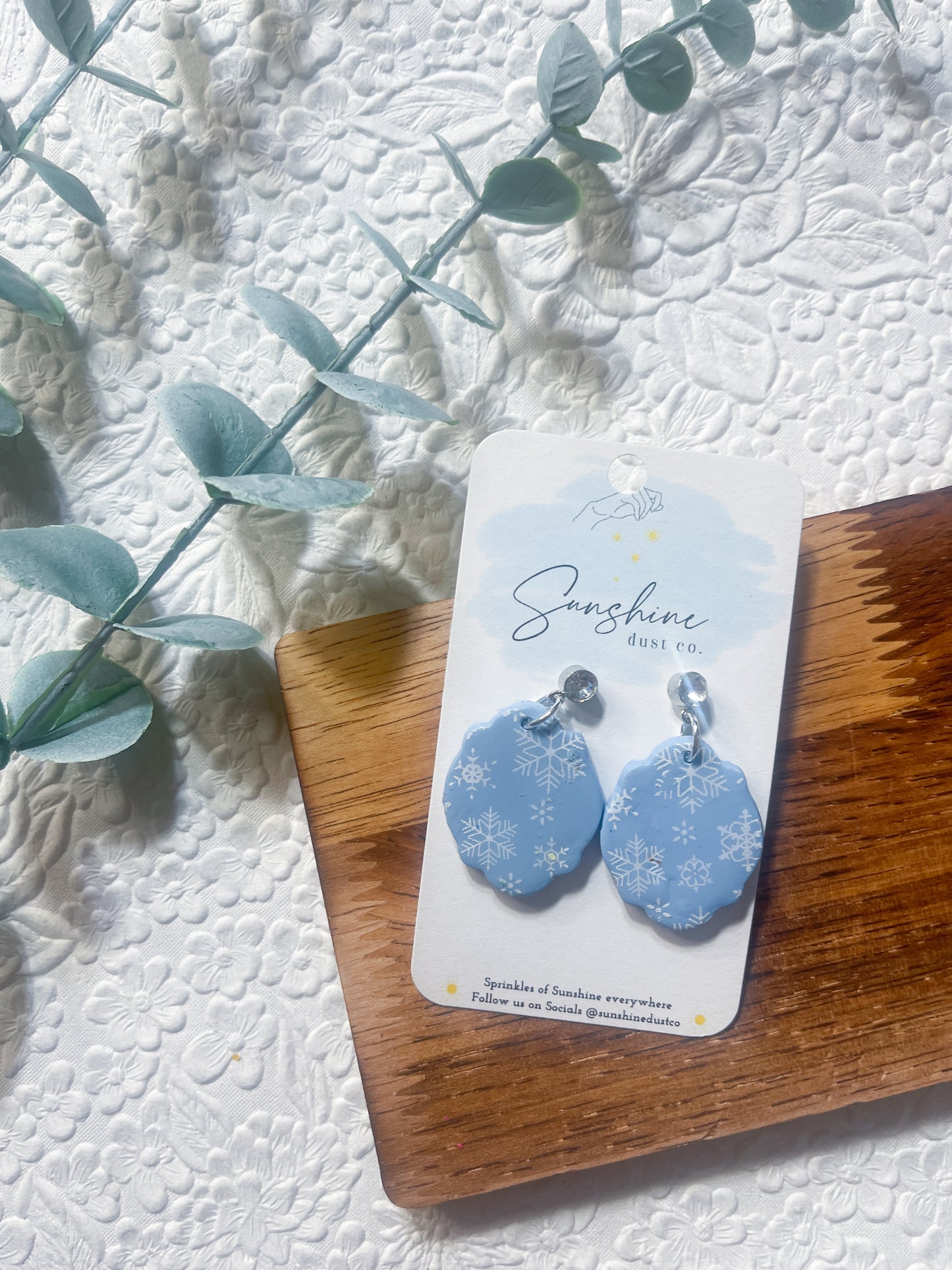 Snowflake Printed | Polymer Clay Earrings