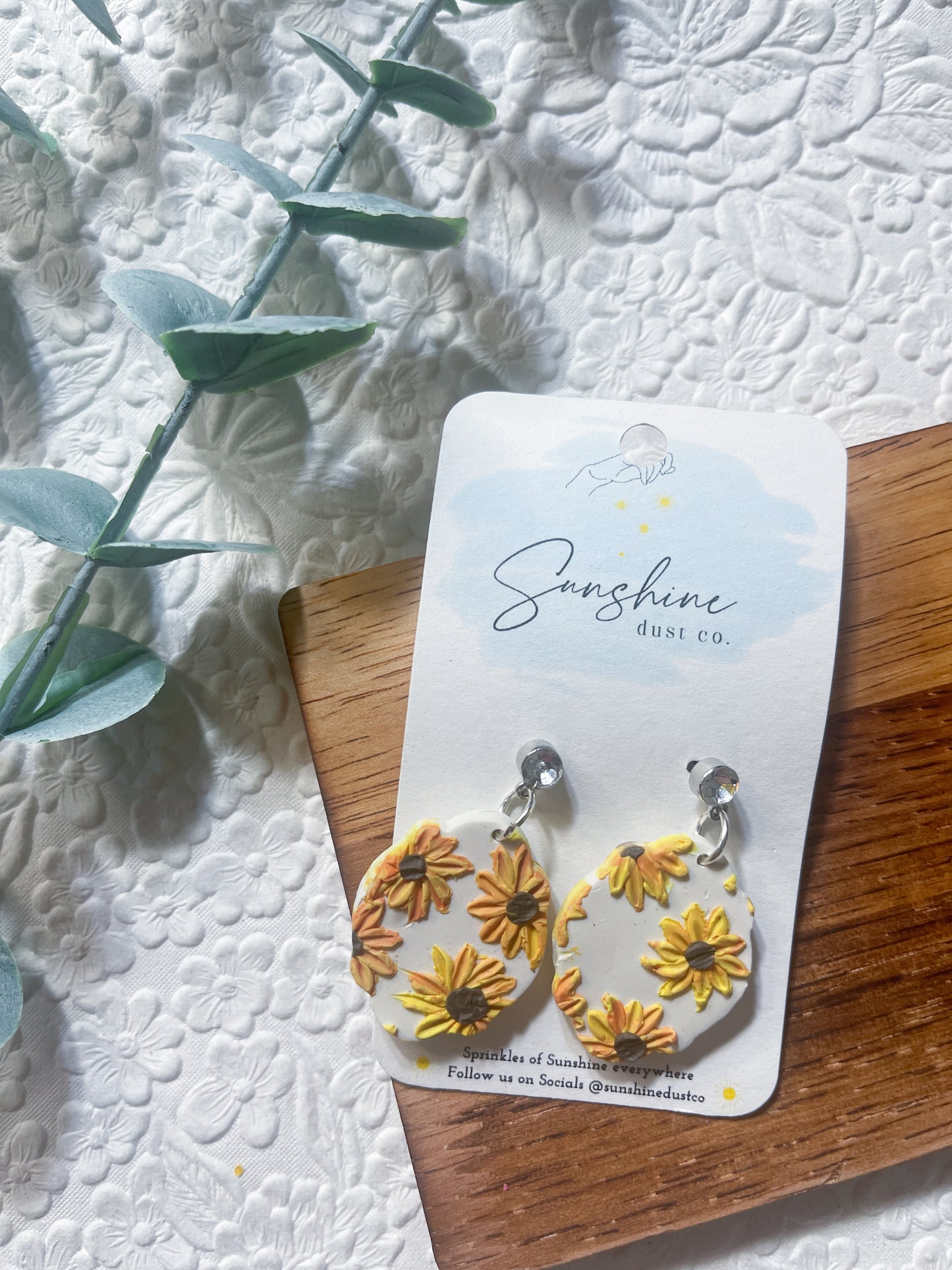 Patterned Sunflowers | Polymer Clay Earrings