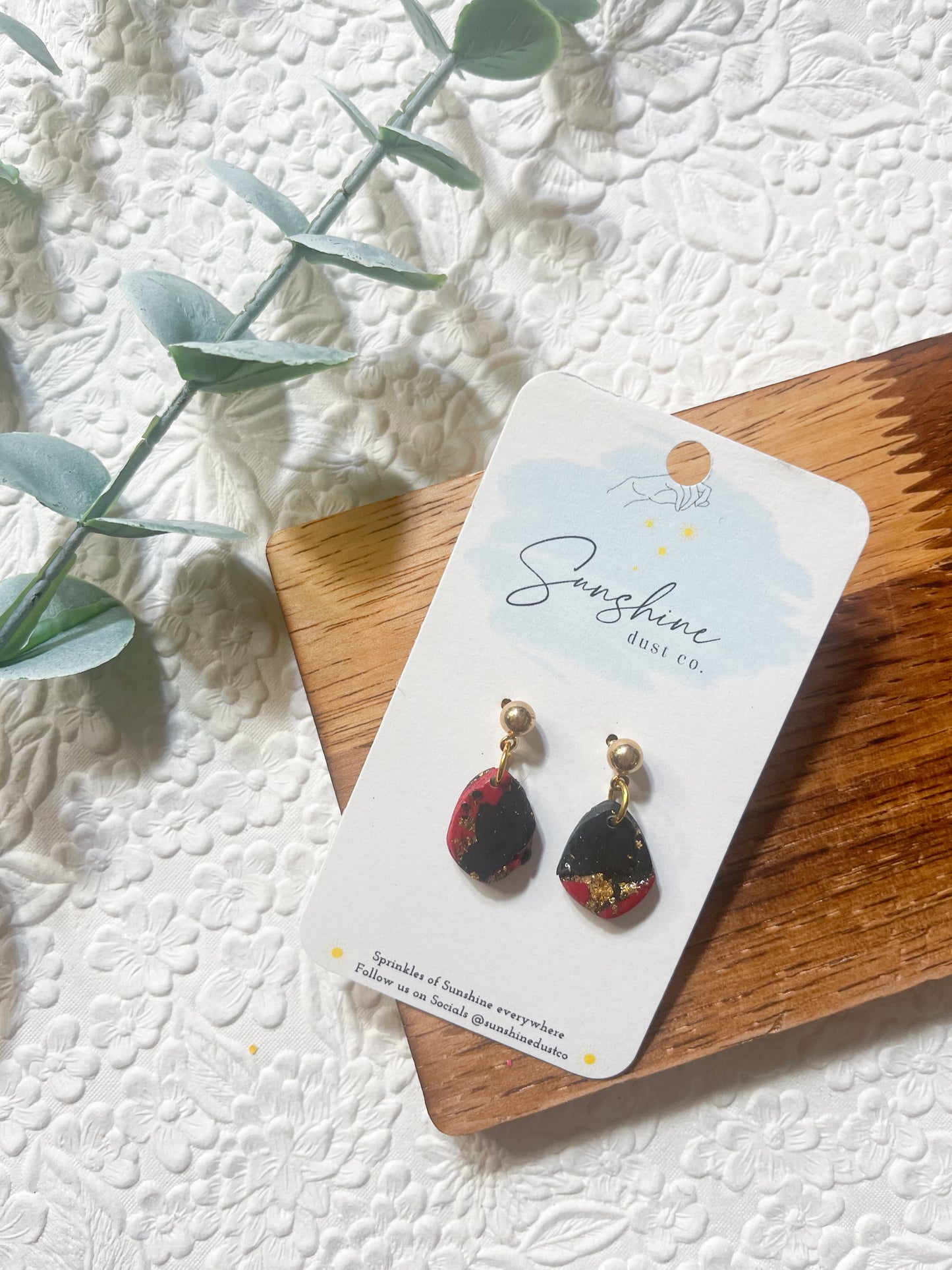 Lava Marbled Teardrop | Polymer Clay Earrings