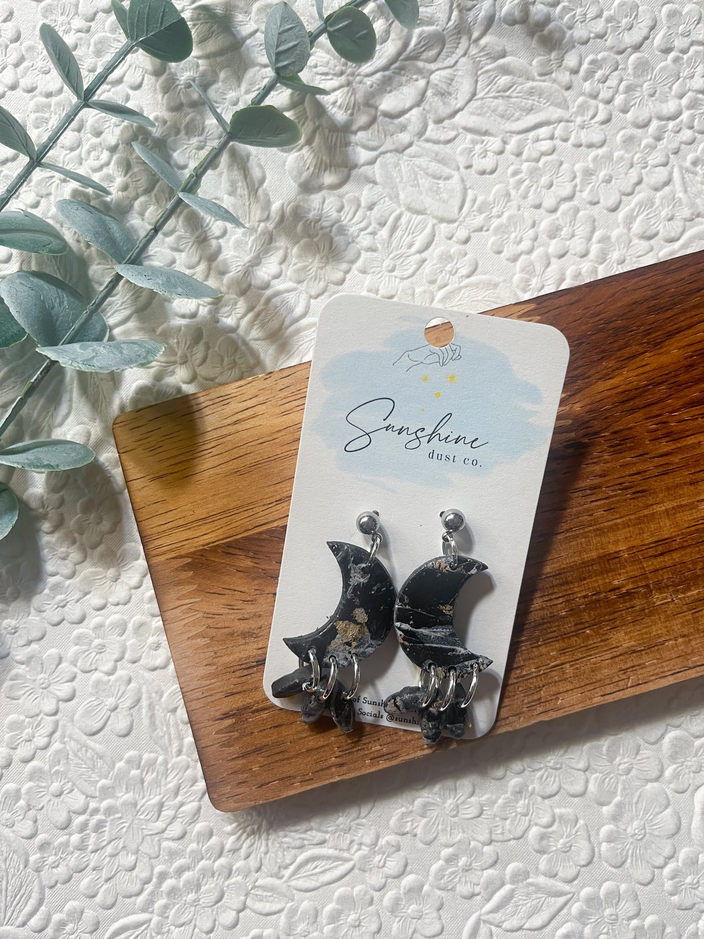 Marbled Moon | Polymer Clay Earrings