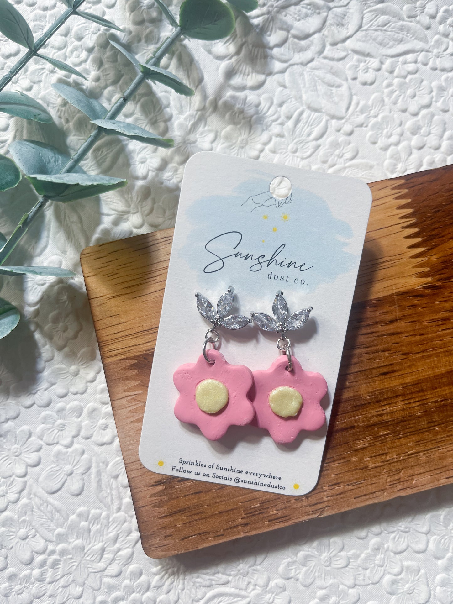 Pink Flowers | Polymer Clay Earrings