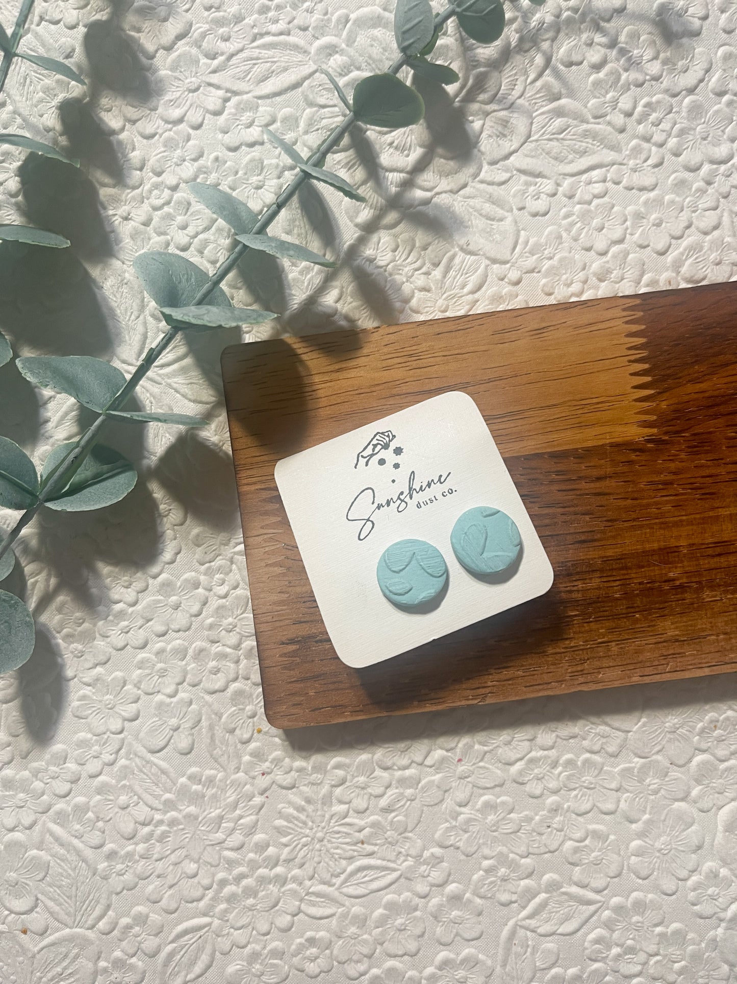 Textured Blue Floral Stud | Polymer Clay Earrings