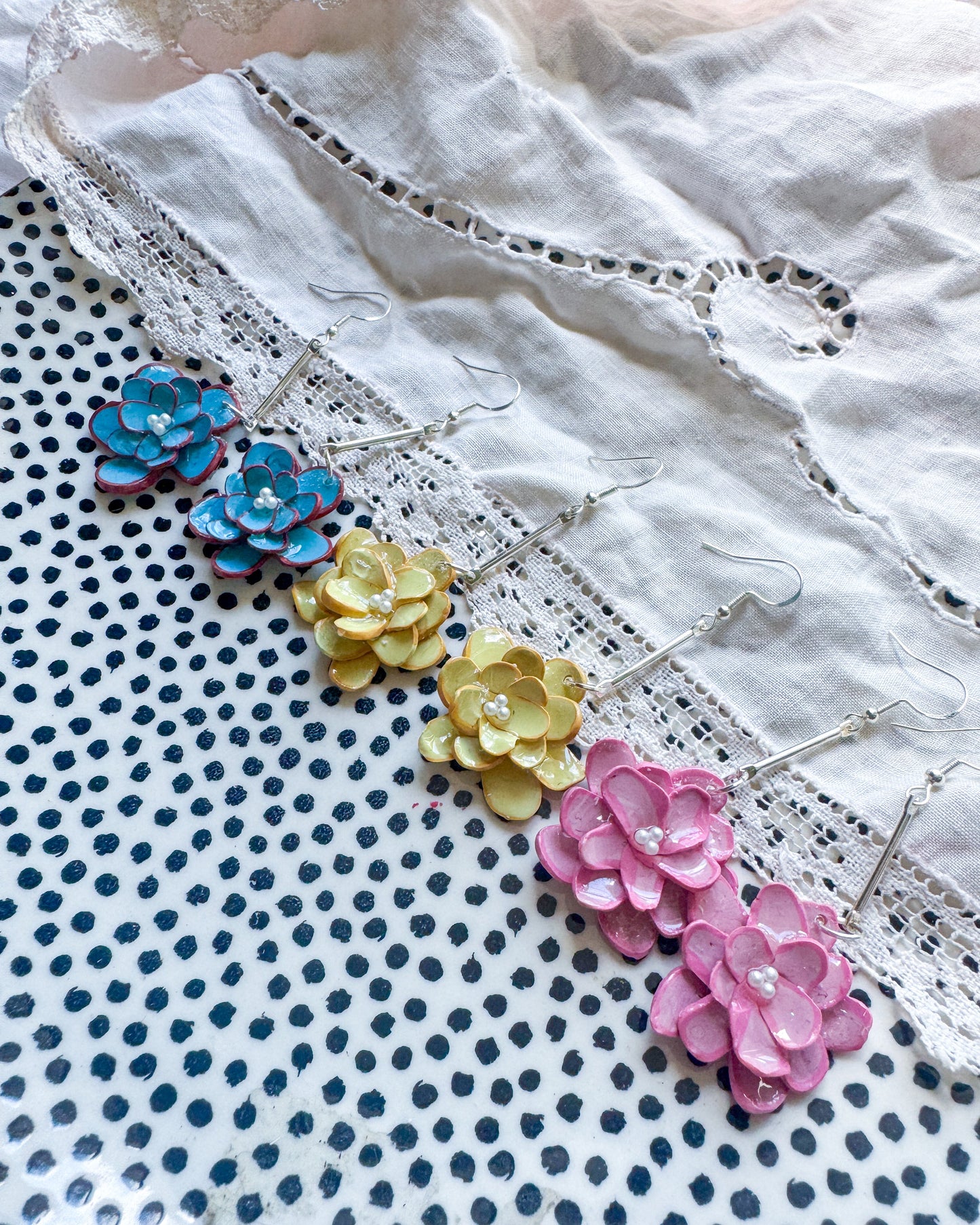 Floral Drop Dangle | Polymer Clay Earring