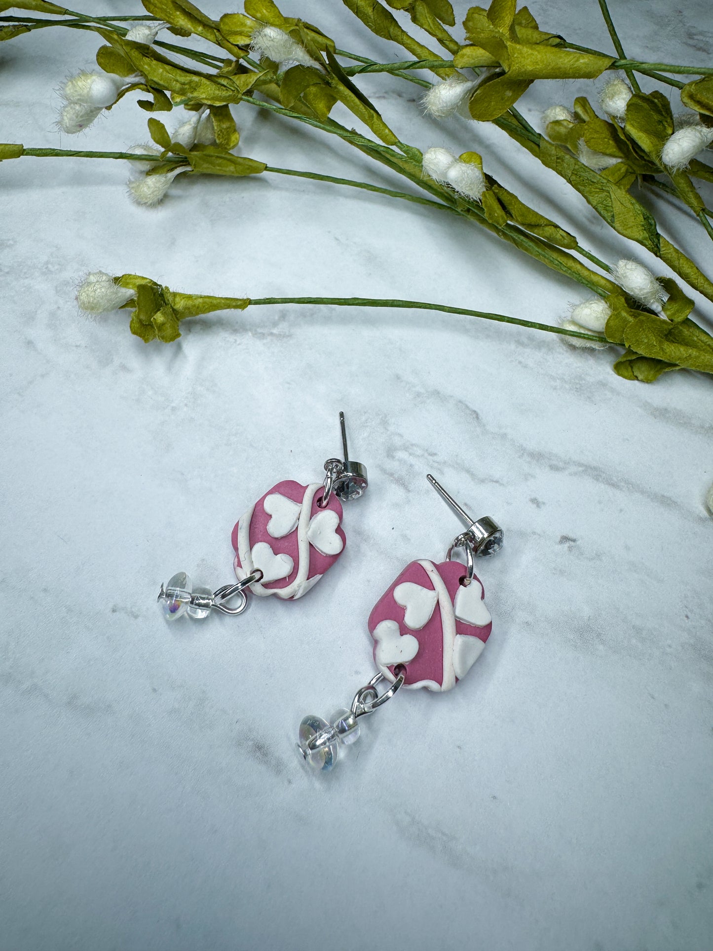Heart Drops | Polymer Clay Earrings