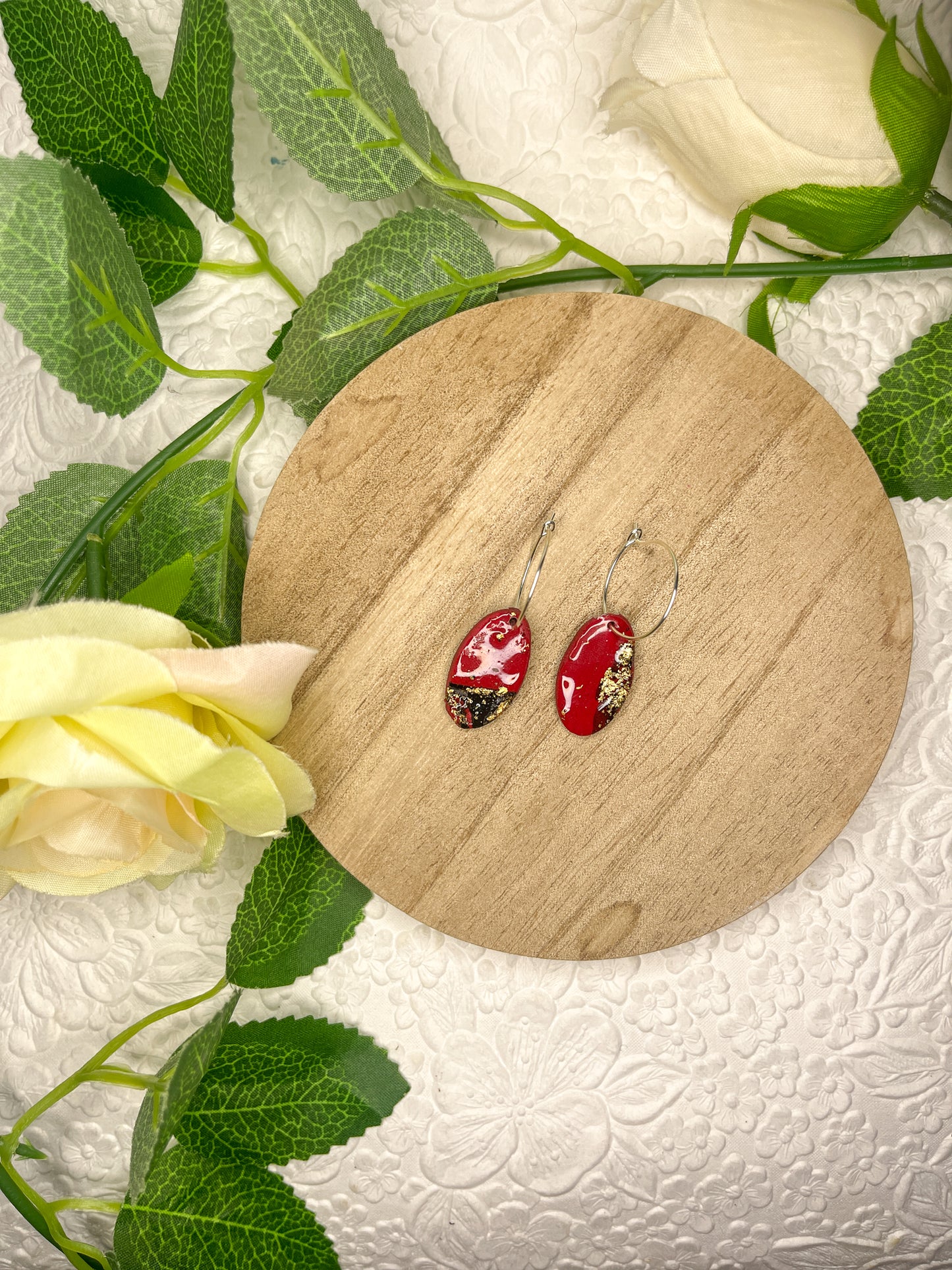 Lava Marble Hoops | Polymer Clay Earrings