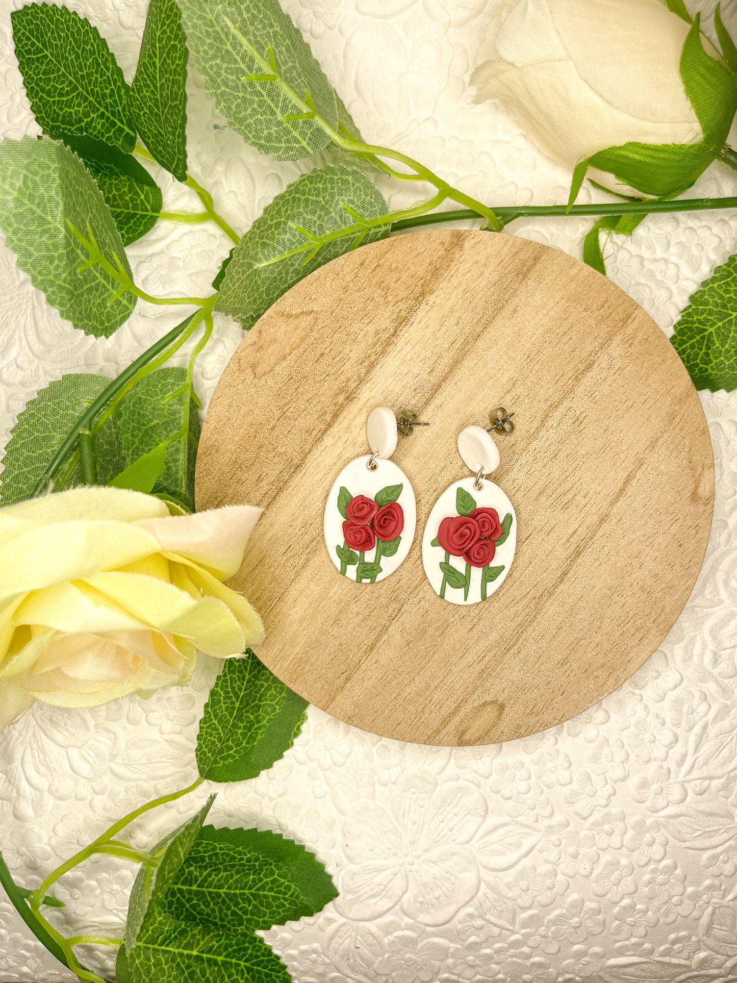 Sculpted Rose | Polymer Clay Earrings