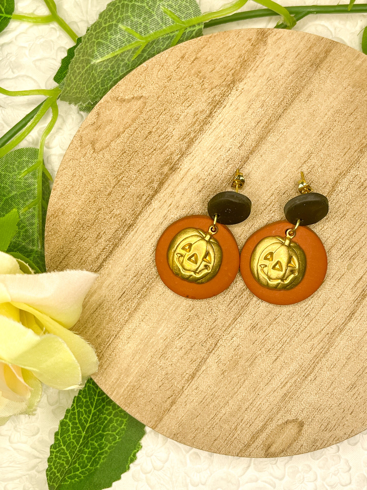 Pumpkin Gold | Polymer Clay Earrings