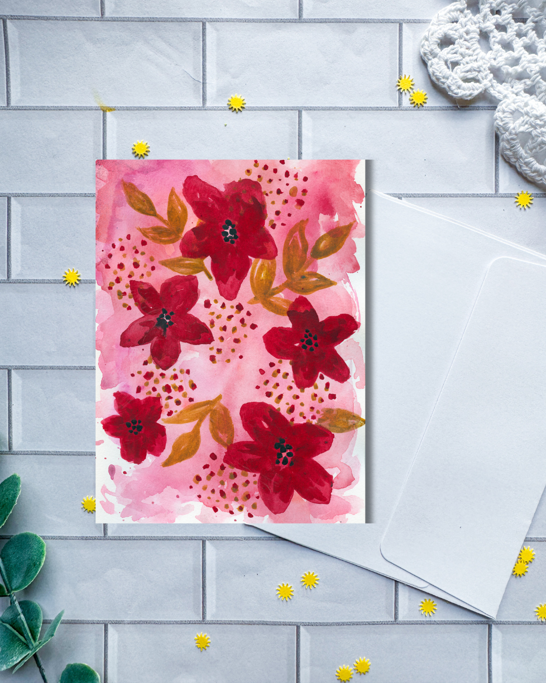 Pink & Red Floral | Greeting Card