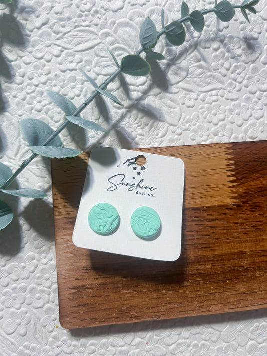 Textured Mint Stud | Polymer Clay Earrings