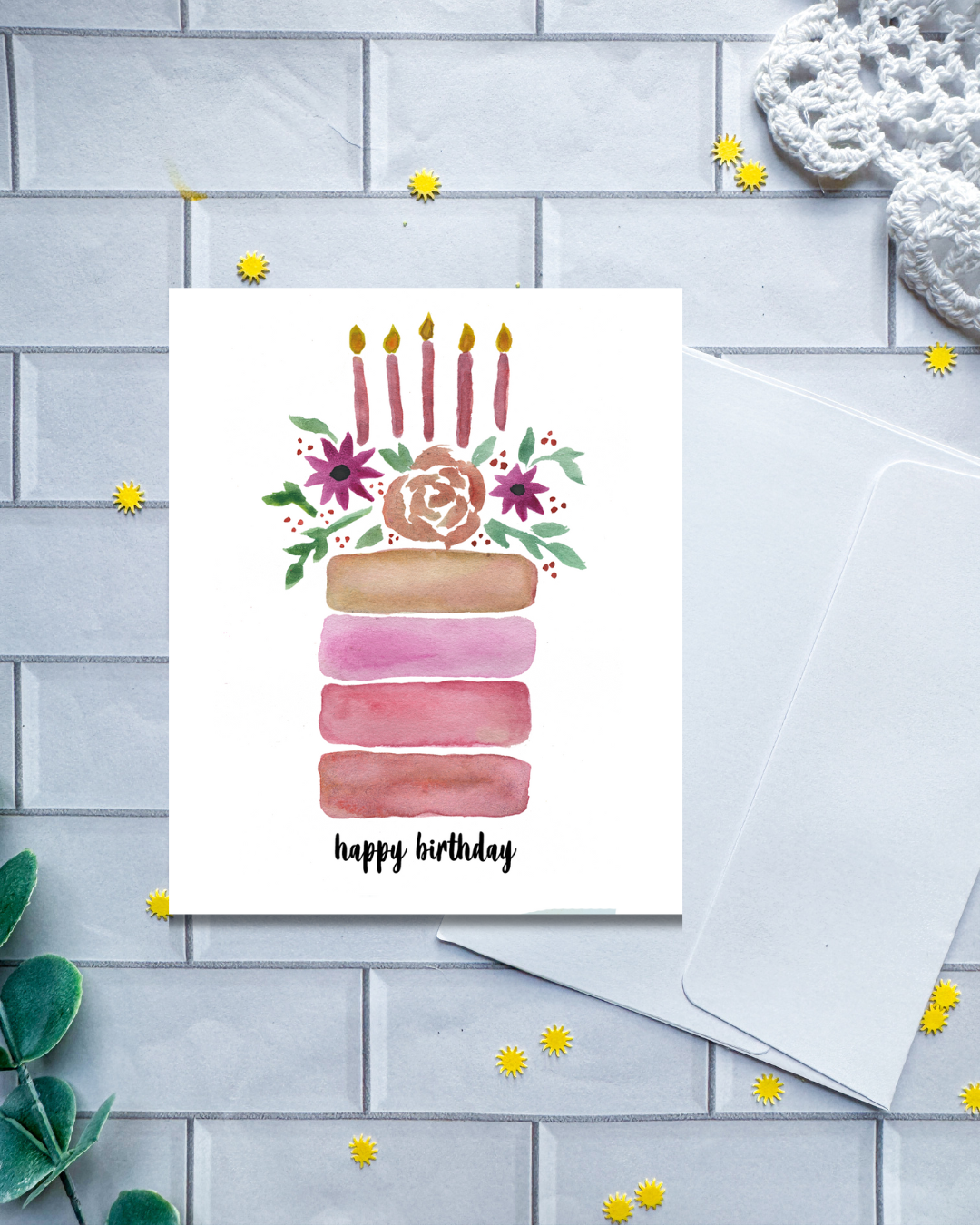Happy Birthday Floral Cake | Greeting Card