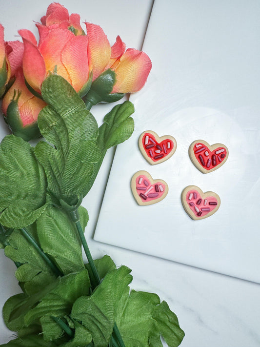 Sugar Cookie Heart Stud | Polymer Clay Earring