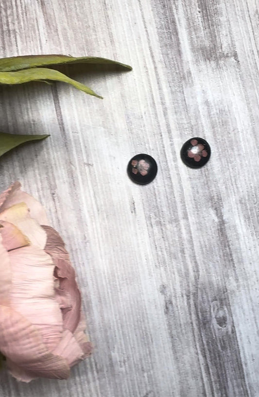 Pink Pressed Flower Stud | Polymer Clay Earrings