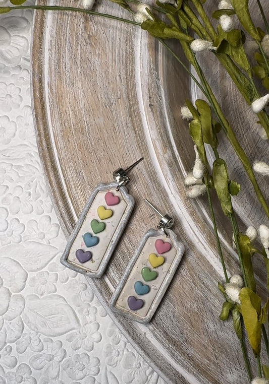 Pastel Rainbow Hearts | Polymer Clay Earrings