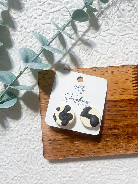 Music Note Studs | Polymer Clay Earrings