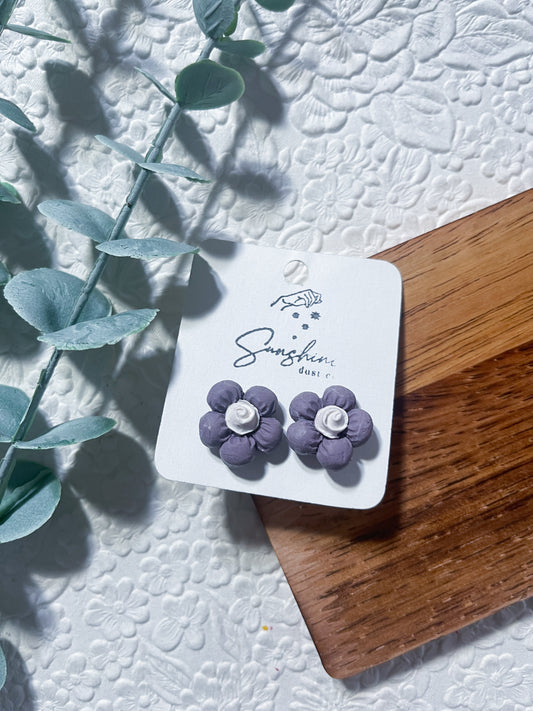 Purple Flower Stud | Polymer Clay Earrings