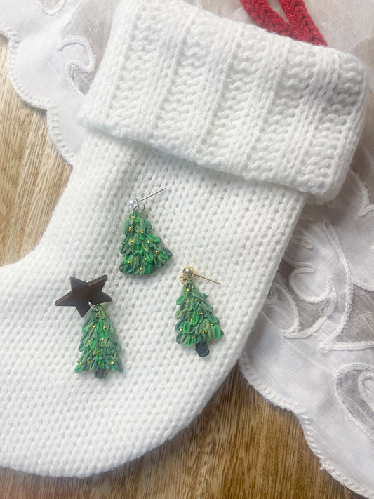 Holiday Tree Earrings | Polymer Clay Earrings