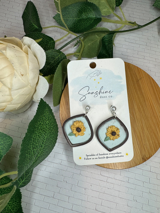 Sunflower Framed | Polymer Clay Earrings