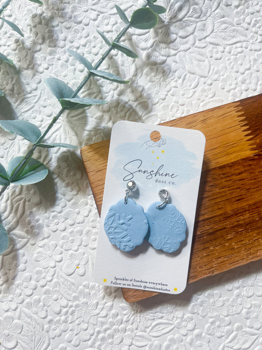 Texture Snowflake | Polymer Clay Earrings