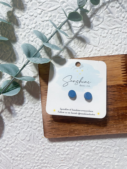Blue Sparkly Stud | Polymer Clay Earrings