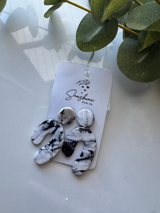 Marble Curved Arches | Polymer Clay Earring