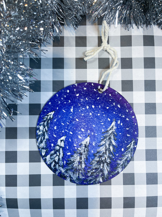 Winter Landscape Ornament | Blue & Purple