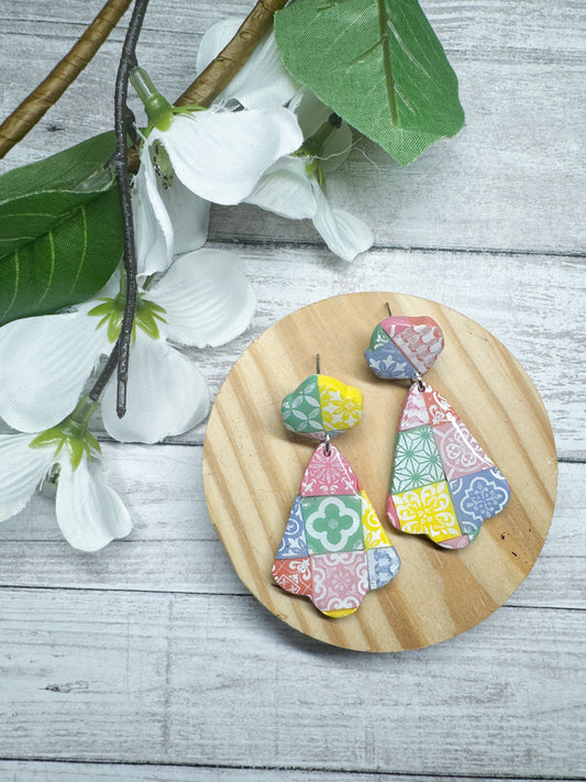 Rainbow Quilt | Polymer Clay Earrings