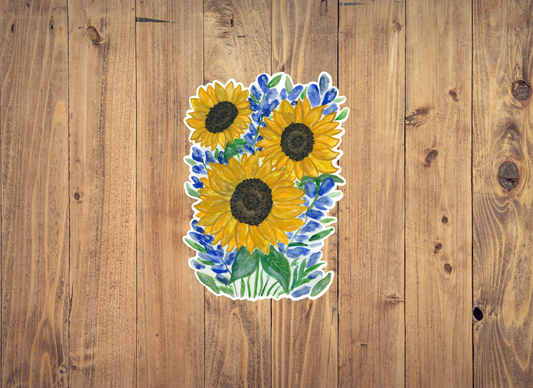 Sunflower & Blue Flower | Sticker