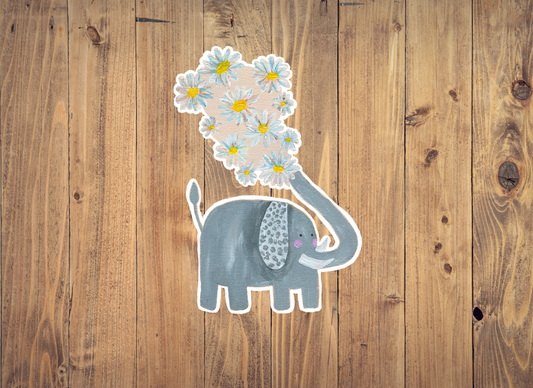 Elephant & Daisies | Sticker