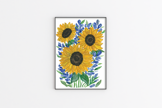 Sunflower Watercolor | Fine Art Print