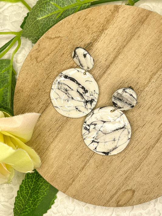 Marbled Circle | Polymer Clay Earrings