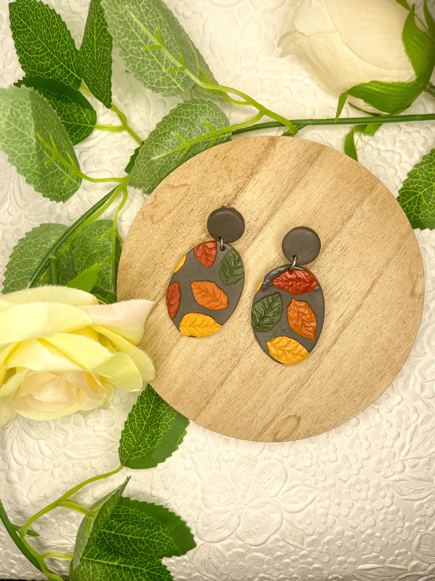 Charcoal Leaves | Polymer Clay Earrings