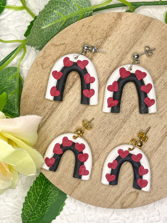 Heart B&W Arches | Polymer Clay Earrings